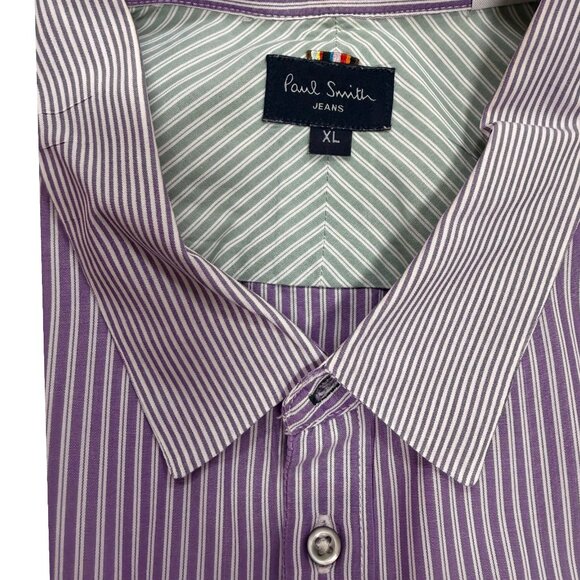 Paul Smith Jeans Mens XL Slim fit Purple striped Dress Shirt - Picture 4 of 8